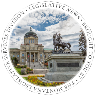 Picture of Montana State Capitol and the Statue of General Magher