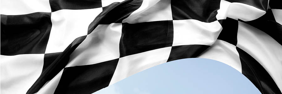 checkered flag and blue sky