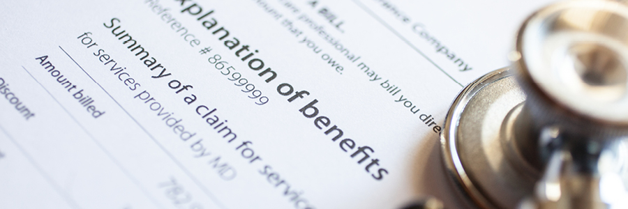image of a an explanation of benefits for an insurance claim